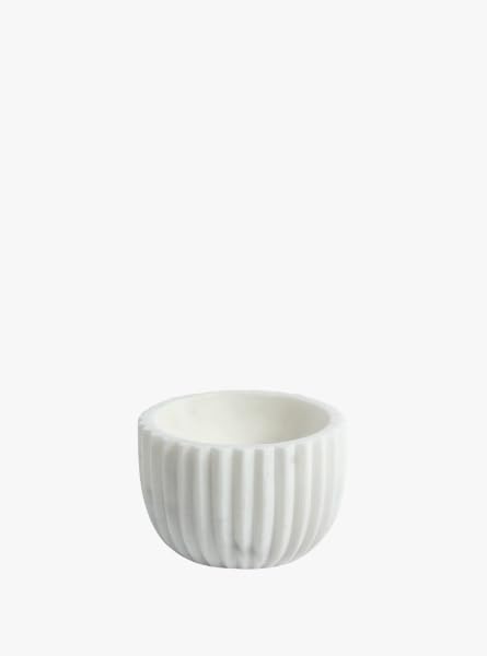 Whispering Ribbed Marble Bowl – 4" Handcrafted Decorative Marble Accent Bowl for Tabletop, Vanity, or Entryway, Modern White Stone Catchall Dish