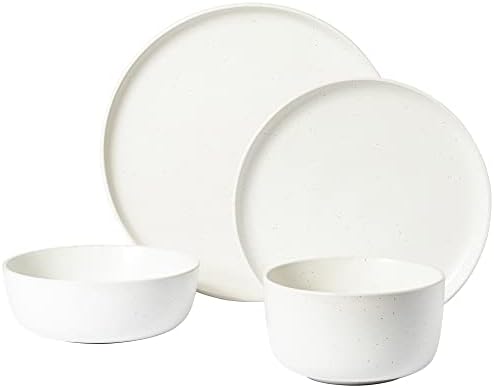 Gibson Elite James Street Stoneware Matte Reactive Double Bowl Dinnerware Set - Sea Salt White, Service for 4 (16pcs) - Image 4