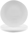 LaGlint 8.5 Inch Flat Salad Plate Set of 6, White Geometric Opal Glass by LaGlint