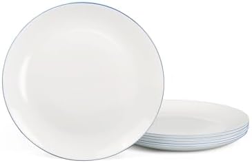 LaGlint 8.5 Inch Salad Plate Set of 6, Navy Blue Rim Opal Glass by LaGlint