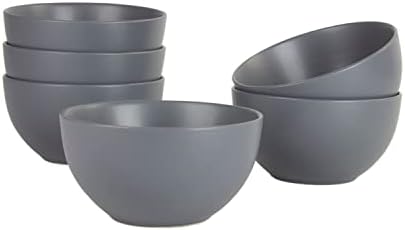 10 Strawberry Street Wazee Matte 5.5"/16oz Cereal Bowl, Set of 6, Charcoal Gray by 10StrawberryStreet