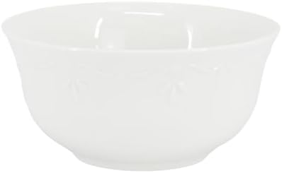 Elama Henryi 6 Piece Embossed Rim Detail Porcelain White 6.1 Inch Bowl Set, Tableware Set, Serveware (6 Pc Bowl) - Image 2