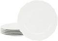 Elama Henryi 6 Piece Embossed Rim Detail Porcelain White 8.75 Inch Salad Plate Set, Tableware Set, Serveware (6 Pc Salad Plate) by Elama