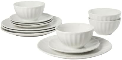 Gibson Home Plates and Bowls Set, 12 Piece Dinnerware Set for 4, White - Image 7