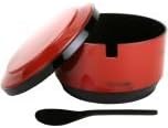 JapanBargain Rice Serving Bowl with Lid and Rice Paddle, 1 Pack, 6.5-Inch, Made in Japan, Restaurant-Grade Melamine Dinnerware for Sushi and Asian Cuisine