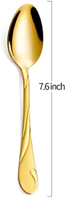 Gold Dinner Spoon Set, Seeshine 7.6-inch Stainless Steel Shiny Gold Table Spoon Silverware, Set of 6 - Image 2