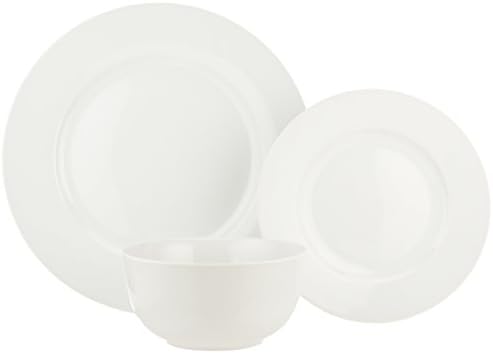 Amazon Basics Porcelain Dinnerware Set, Microwave and Dishwasher Safe, Service for 6, 18-Piece, Plates, Bowls, White - Image 5