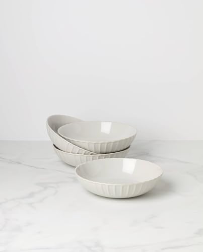 Lenox French Perle Scallop White Stoneware Pasta Bowl Set for 4, 36oz - Image 2