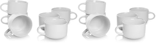 10 Strawberry Street Wazee Matte Oversized Mugs, 6 Count (Pack of 2), WHITE by 10StrawberryStreet