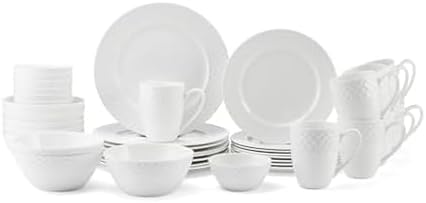 Mikasa Trellis Bone China Lightweight Chip Resistant 40 Piece Dinnerware Set, Service for 8 by Mikasa