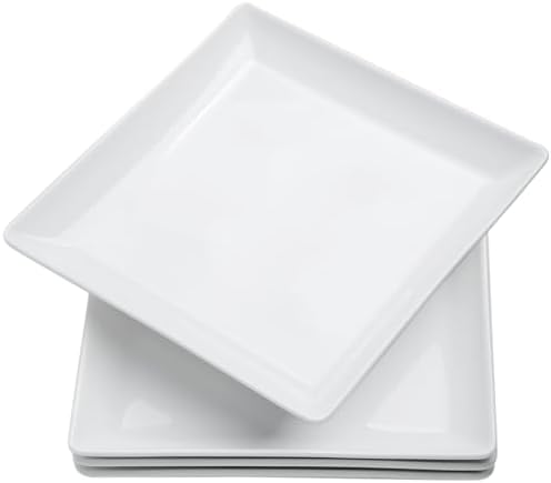 Ceramic Square Dinner Plates,7.7 Inch Square Serving Plate for Steak, Pasta, Salad, Snacks, Dessert, Appetizer Plates-Set of 4 by KITCHENLESTARaddsmorebeautifulcolourstoyourlife