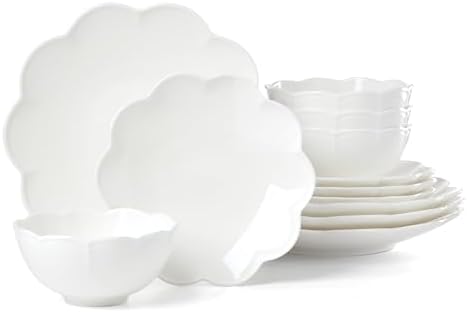Lenox Studio 1414 Scallop Bone China 12-Piece Dinnerware Set for 4 by Lenox