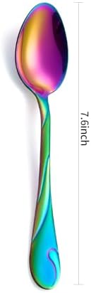 Rainbow Dinner Spoon Set, 7.6-inch Stainless Steel Spoon Silverware, 6-Piece Shiny Rainbow Soup Spoons Table Spoon, Dishwasher Safe, Set of 6 - Image 2