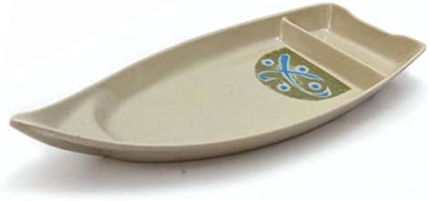 JapanBargain 2347, Sushi Boat Shape Sushi Plate Sashimi Serving Plate Plastic Tray 10 x 4.5 inch, Green by JapanBargain