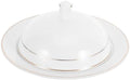 8 Inch White Ceramic Serving Platter with Dome Lid Round Porcelain Dinner Plate for Steak Dessert Appetizer Cloche Food Cover with Gold Rim for Fine Dining Table by DOITOOL