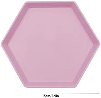 Incauca 5 Pack 6 Inch Lightweight Mini Wheat Straw Plates, Reusable Hexagon Dessert Plates, Small Saucers Plates, Plastic Side Dish Plates for Serving Snack Appetizer Salad Fruit, Beige - Image 7