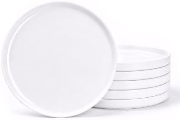 LaGlint 10.5 Inch Dinner Plate Set of 6, White Opal Glass Plates by LaGlint