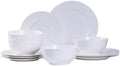 12 Piece White Dish Set for 4, Porcelain Plates and Bowls, Kitchen by fhgnysm