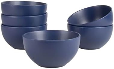10 Strawberry Street Wazee Matte 5.5"/16oz Cereal Bowl, Set of 6, Midnight Blue by 10StrawberryStreet