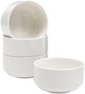 Vikko Modern Soup Bowls, Set of 4 White Porcelain Bowls, Stackable 9.5 oz Elegant Restaurant Style Soup Bowl Set, Microwave and Dishwasher Safe