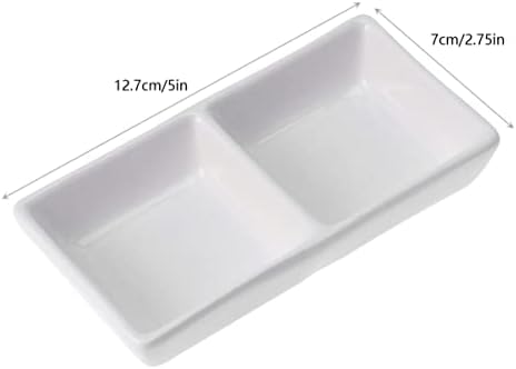 Kichvoe Ceramic Divided Sauce Dish 2-Compartment Appetizer Serving Tray - Image 5