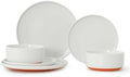 6 Piece Dinnerware Set, Dish Set for 2, Stardust Glaze White by Ruxmirae