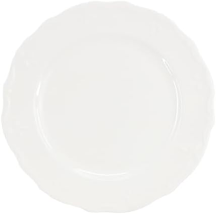 Elama Henryi 6 Piece Embossed Rim Detail Porcelain White Dinner Plate Set, Tableware Set, Serveware (6 Pc Dinner Plate) - Image 2