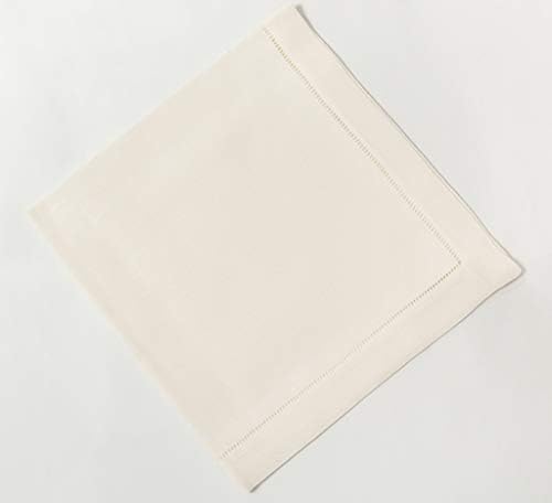 Ivory Linen Hem Stitch Dinner Napkins - Set of 6 20"x20"-Ladder hemstitch 100% Linen Cloth Napkins - Image 5