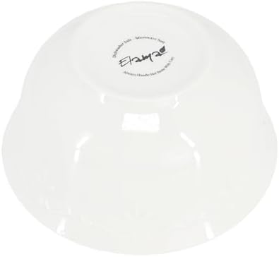 Elama Henryi 6 Piece Embossed Rim Detail Porcelain White 6.1 Inch Bowl Set, Tableware Set, Serveware (6 Pc Bowl) - Image 4