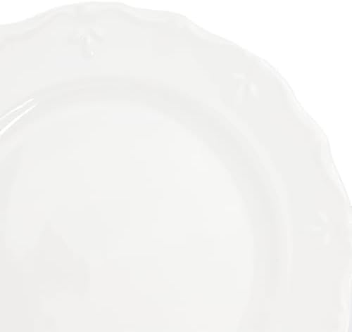 Elama Henryi 6 Piece Embossed Rim Detail Porcelain White Dinner Plate Set, Tableware Set, Serveware (6 Pc Dinner Plate) - Image 4