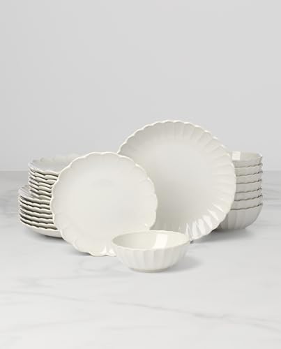 Lenox French Perle Scallop White Stoneware 24-Piece Dinnerware Set for 8 - Image 2