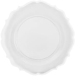 PLASTICPRO 64 Pack Elegant Disposable Plastic Plates Combo Set Includes 32 Dinner Plates and 32 Salad Plates Heavy Duty Fancy Party Plates Clear & White Contemporary Design - Image 5
