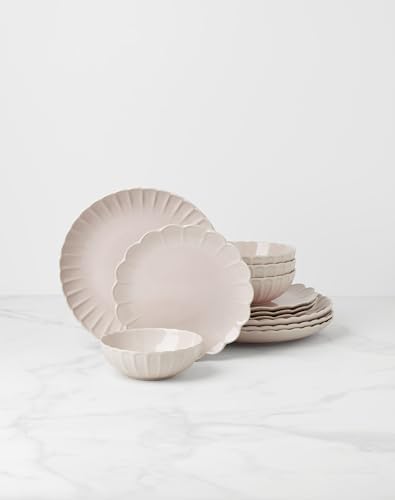 Lenox French Perle Scallop Blush Stoneware 12-Piece Dinnerware Set for 4 - Image 5