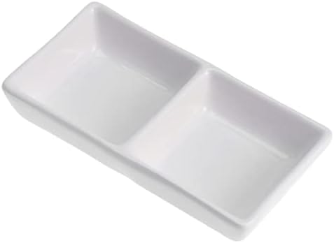 Kichvoe Ceramic Divided Sauce Dish 2-Compartment Appetizer Serving Tray by Kichvoe