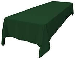 LA Linen Polyester Poplin Washable Rectangular Tablecloth, Stain and Wrinkle Resistant Table Cover 60x120, Fabric Table Cloth for Dinning, Kitchen, Party, Holiday 60 by 120-Inch, Hunter Green