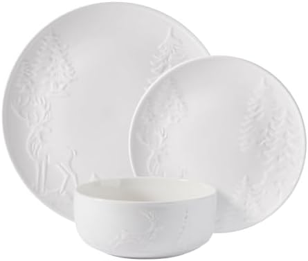 Pfaltzgraff Trailside Lodge 24 Piece White Dinnerware Set, Plates, Bowls - Image 2