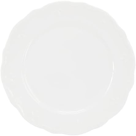 Elama Henryi 6 Piece Embossed Rim Detail Porcelain White 8.75 Inch Salad Plate Set, Tableware Set, Serveware (6 Pc Salad Plate) - Image 2