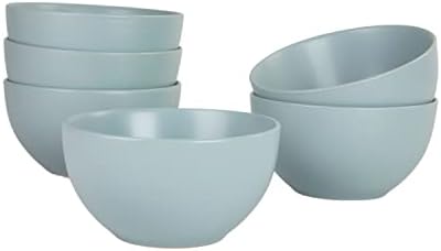 10 Strawberry Street Wazee Matte 5.5"/16oz Cereal Bowl, Set of 6, Mineral Blue by 10StrawberryStreet