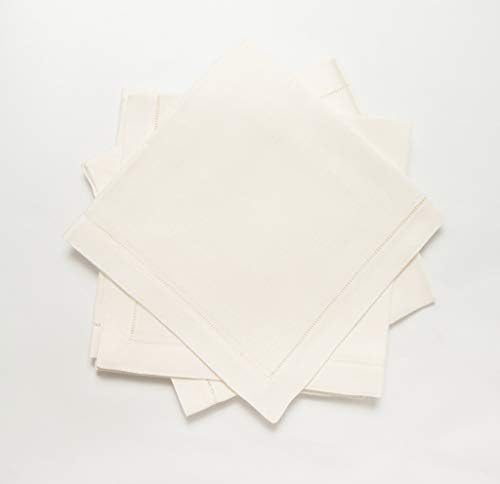 Ivory Linen Hem Stitch Dinner Napkins - Set of 6 20"x20"-Ladder hemstitch 100% Linen Cloth Napkins - Image 6