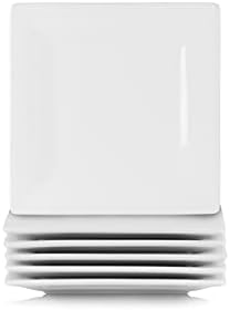 10 Strawberry Street Ceramic Simply White 6" Square Appetizer Plate, Set of 6 by 10StrawberryStreet