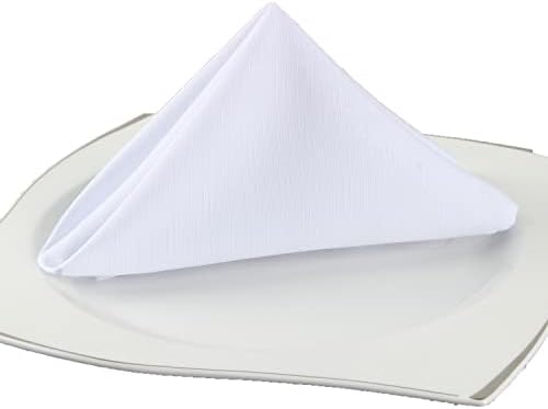 EHouseHome Waterproof Faux Linen Dinner Napkins, Set of 12, 17 x 17, White - Image 2