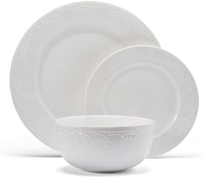 Pfaltzgraff Esmerlda White 24 Piece Plate Bowl Dinnerware Set, Service for 8 - Image 2