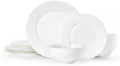 KINGSTONE 12Pcs Hammered Rim White Bone China Set, Service for 4 by KINGSTONE