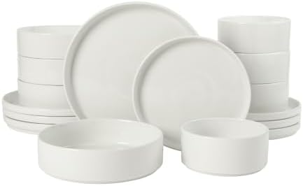 Gibson Home Plates and Bowls Set, 16 Piece Dinnerware Set for 4, White by GibsonHomewares