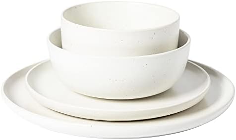 Gibson Elite James Street Stoneware Matte Reactive Double Bowl Dinnerware Set - Sea Salt White, Service for 4 (16pcs) - Image 5