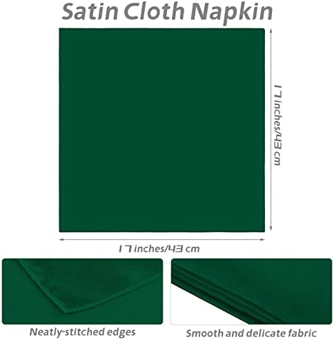 MCEAST Satin Cloth Napkins and Napkin Rings Set of 8, Smooth Fabric Table Napkins and Napkin Holder for Wedding, Birthday Dinner Party, Family Gatherings, Table Decor (Dark Green, 17 x 17 Inches) - Image 2