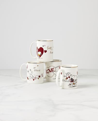Lenox Snoopy Valentine's Day Porcelain Mug Set for 4, 12oz - Image 3