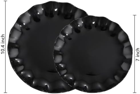 LIYH 24 Pcs Black Plastic Plates Reusable – Unbreakable, Dishwasher Safe - Image 2