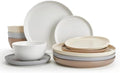 Sweese Dinnerware Sets Service for 4, 12 pcs Matte Speckled Glaze Plates and Bowls Sets, Handmade Ceramic Dish Set, Highly Chip and Crack Resistant Modern Plate Set, Multi-color by Sweese