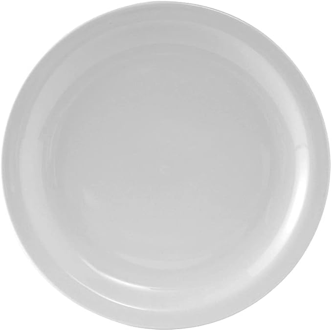 Tuxton China CLA-094 Plate, 9-1/2" Diameter, Round, Narrow Rim, Microwave and Dishwasher Safe, Oven Proof, Fully Vitrified, Colorado, Porcelain White, Pack of 24